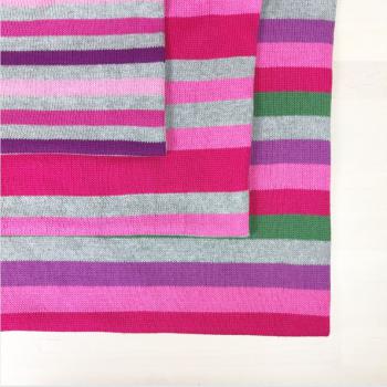 Strickstoff - Streifen - Baumwolle - grün/pink